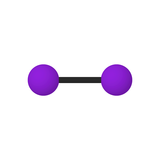 A model of a molecule containing two balls labeled I.