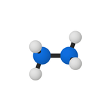 A model of a molecule containing two balls labeled N and four balls labeled H.