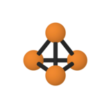 A model of a molecule containing four balls labeled P.